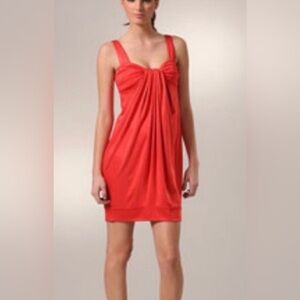 Diane Von Furstenberg Lear Mini Dress Beautiful Draping Faux Knot Poppy Orange 6
